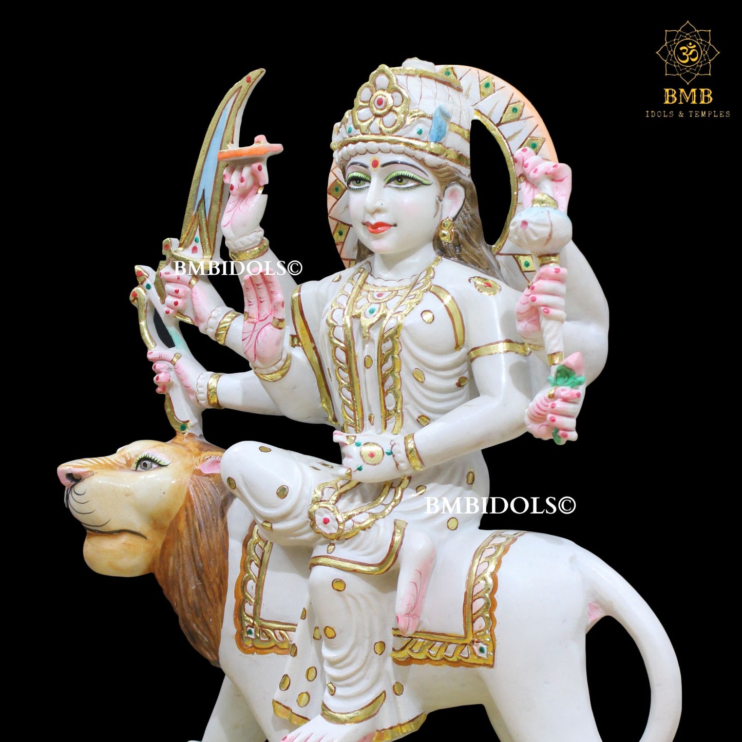 Marble Durga Mata Statue in 18inches for Homes & Temples