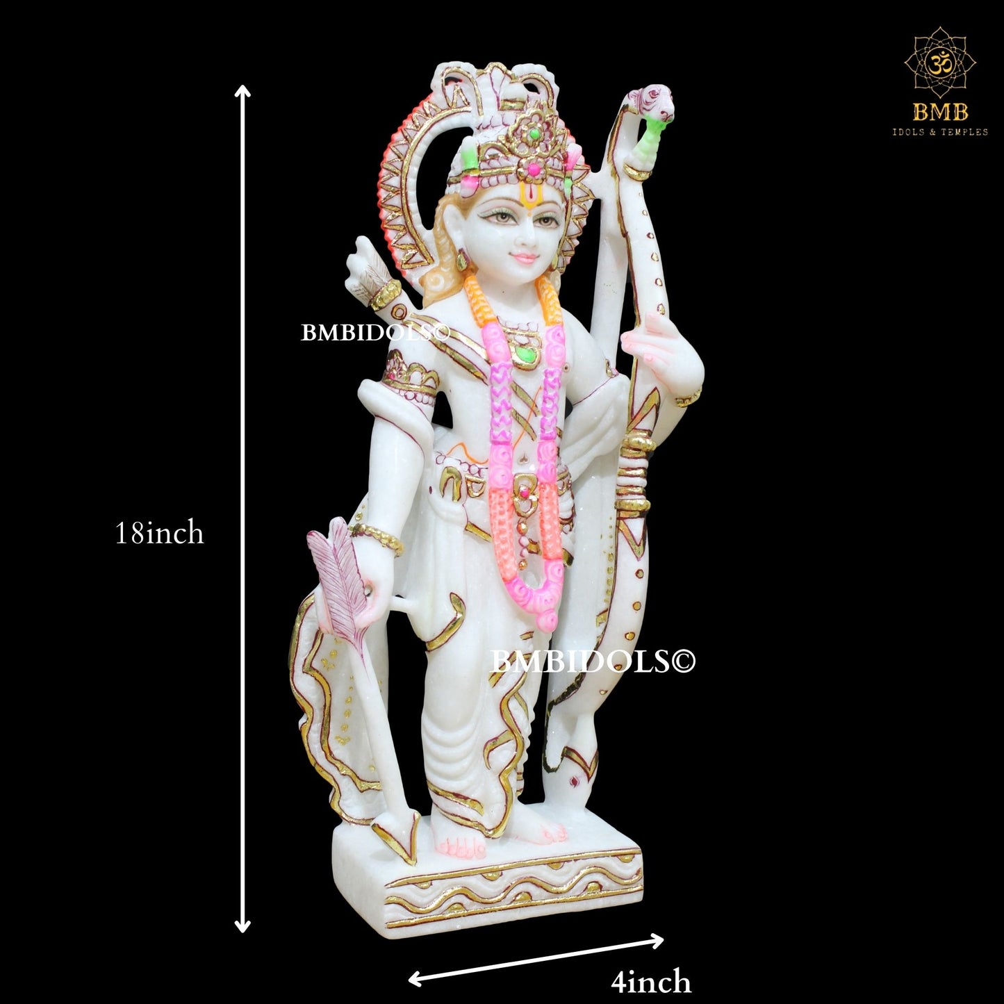 Marble Ram Darbar Statue with (Ram Ji, Lakshman, Sita & Hanuman) for Homes & Temples