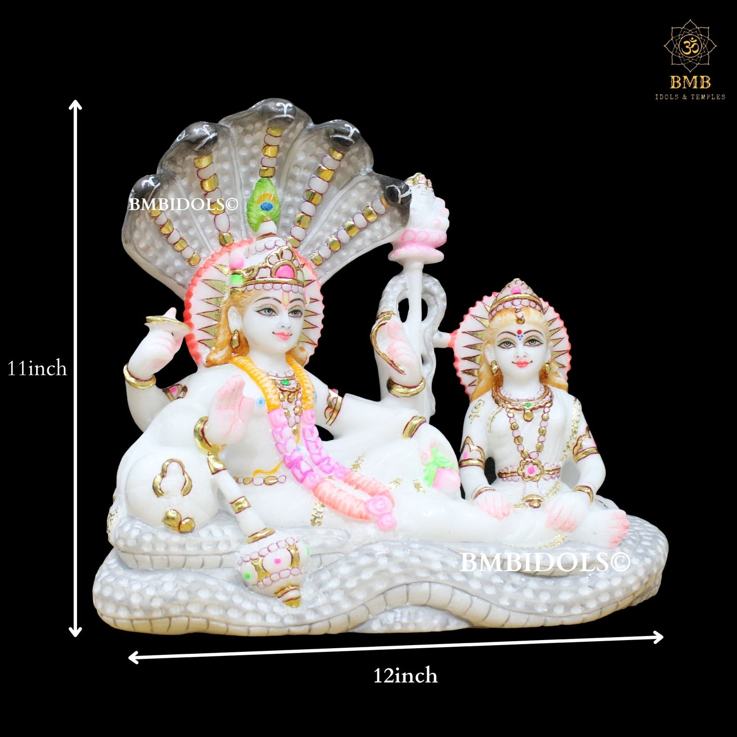 Marble Lakshmi Narayan (Sheshsaiyaan) in 12inches for Home or Temples