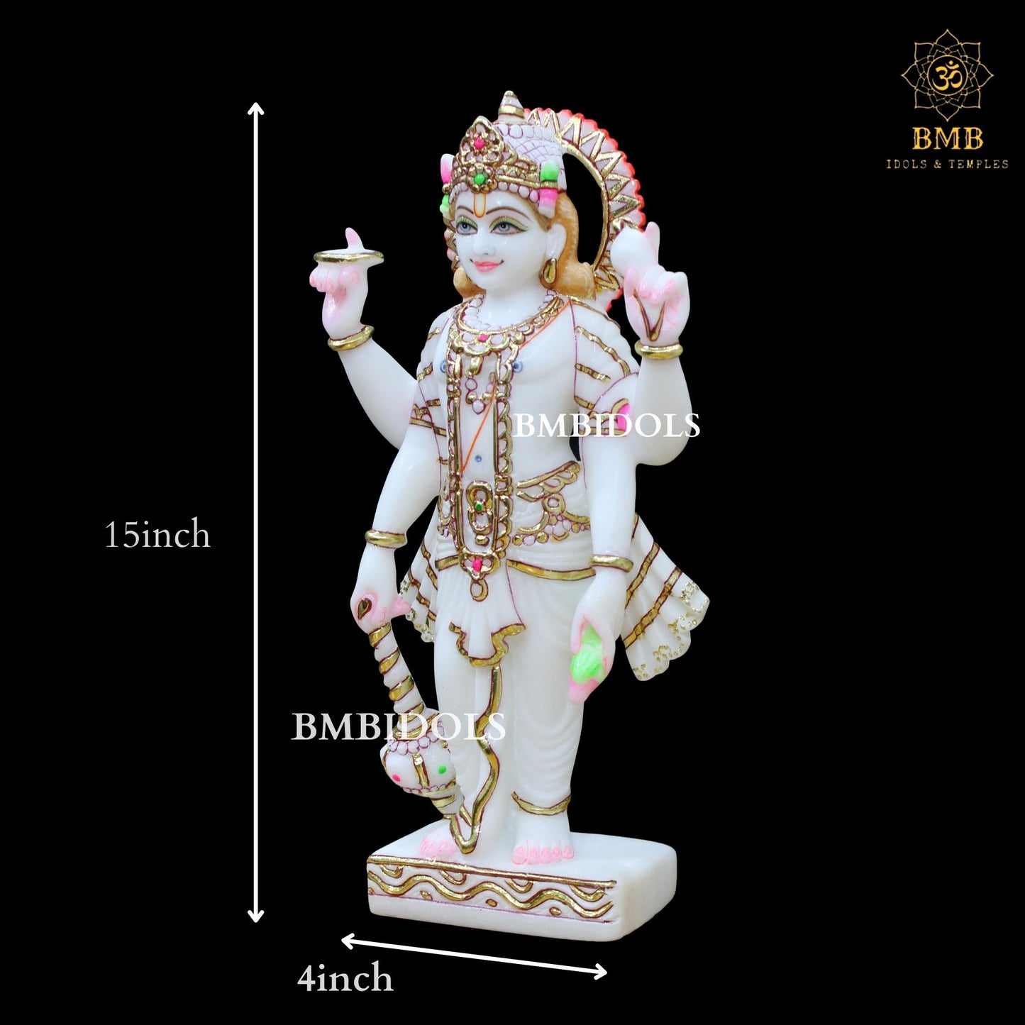 Marble Lakshmi Narayan Statue (Vishnu Laxmi) in 15inches