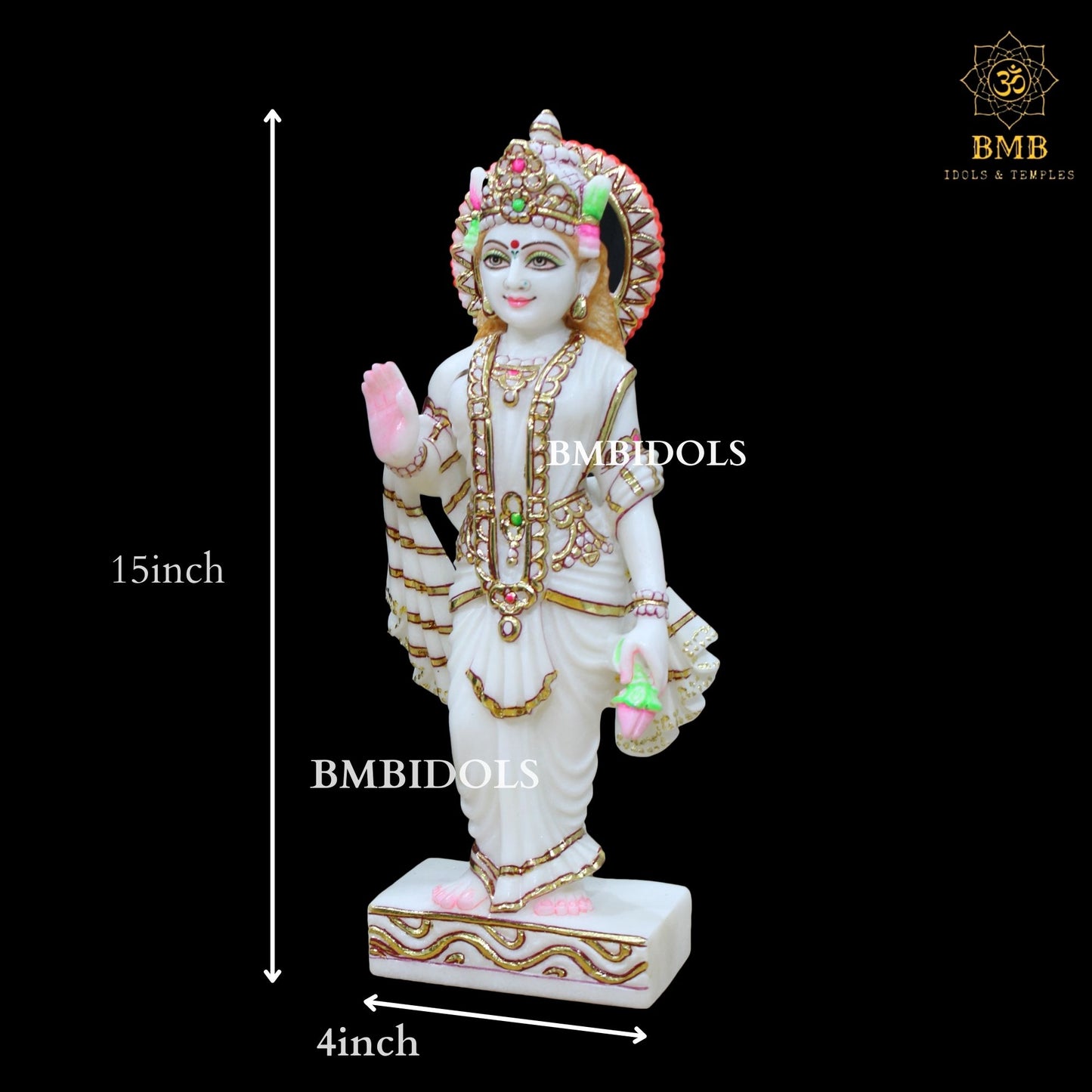 Marble Lakshmi Narayan Statue (Vishnu Laxmi) in 15inches