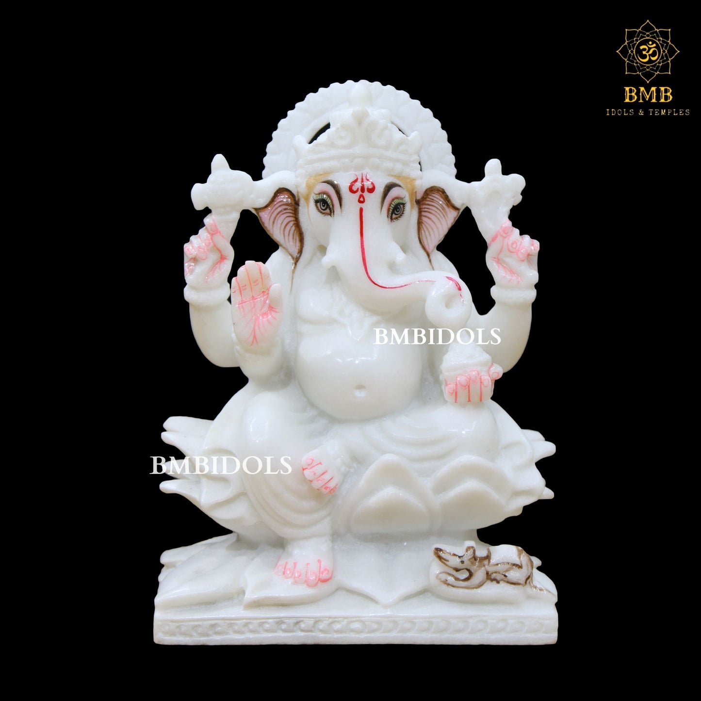 Marble Ganesh Lakshmi Saraswati Statue for Homes and Temple in White Marble