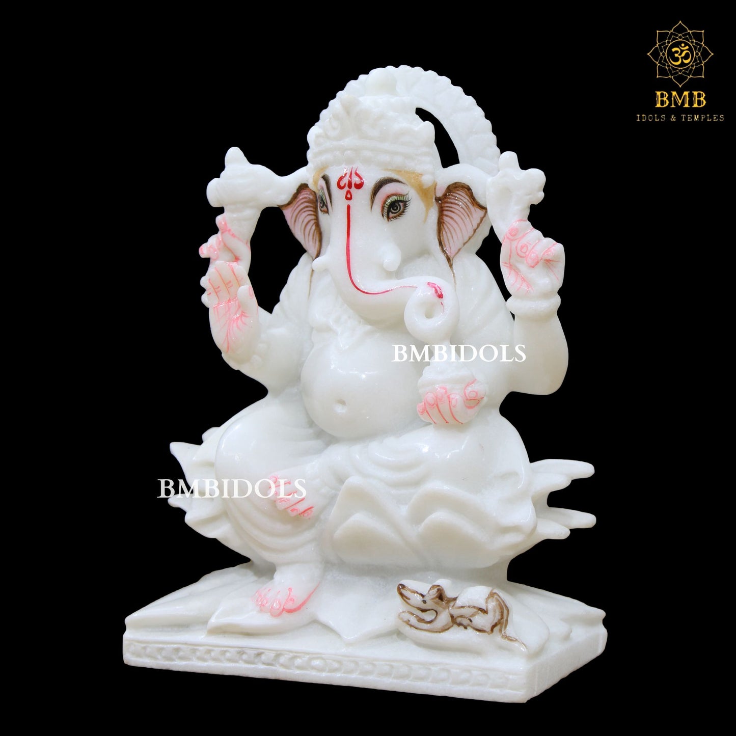 Marble Ganesh Lakshmi Saraswati Statue for Homes and Temple in White Marble