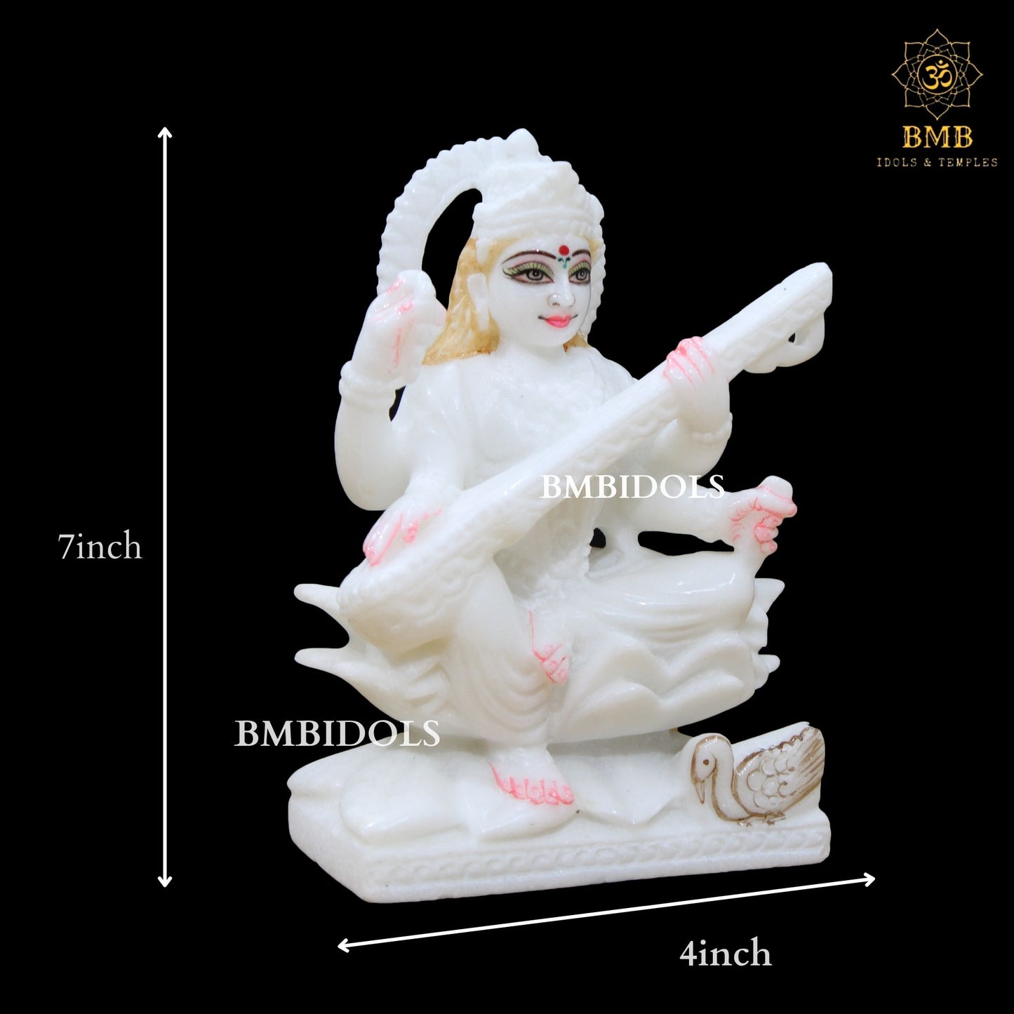 Marble Ganesh Lakshmi Saraswati Statue for Homes and Temple in White Marble