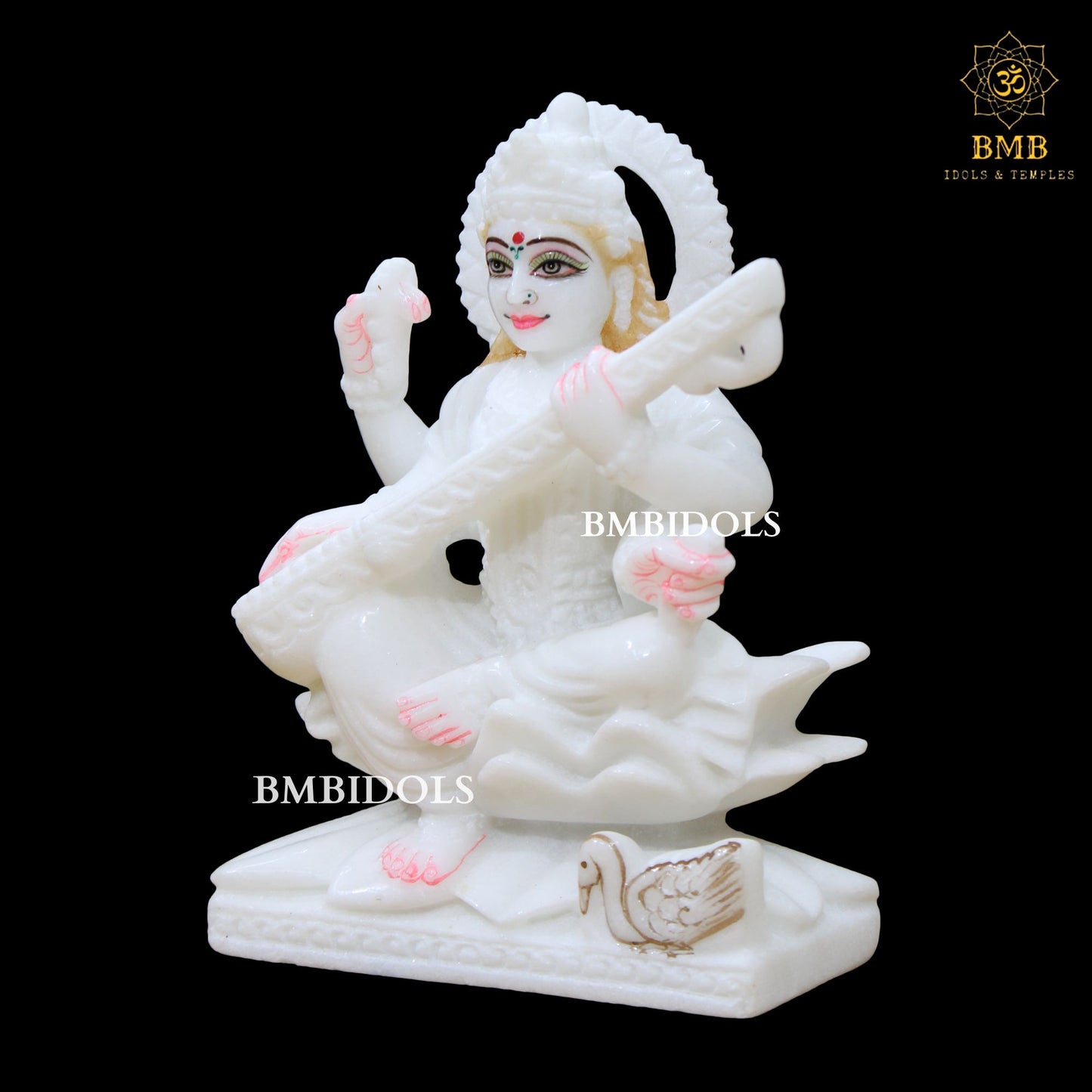 Marble Ganesh Lakshmi Saraswati Statue for Homes and Temple in White Marble