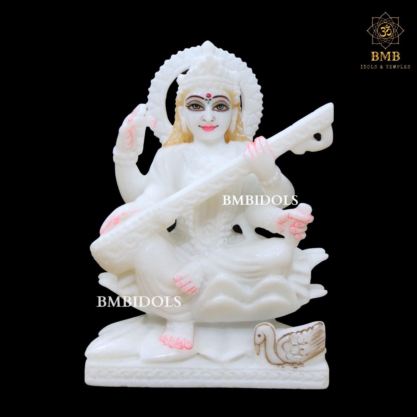 Marble Ganesh Lakshmi Saraswati Statue for Homes and Temple in White Marble