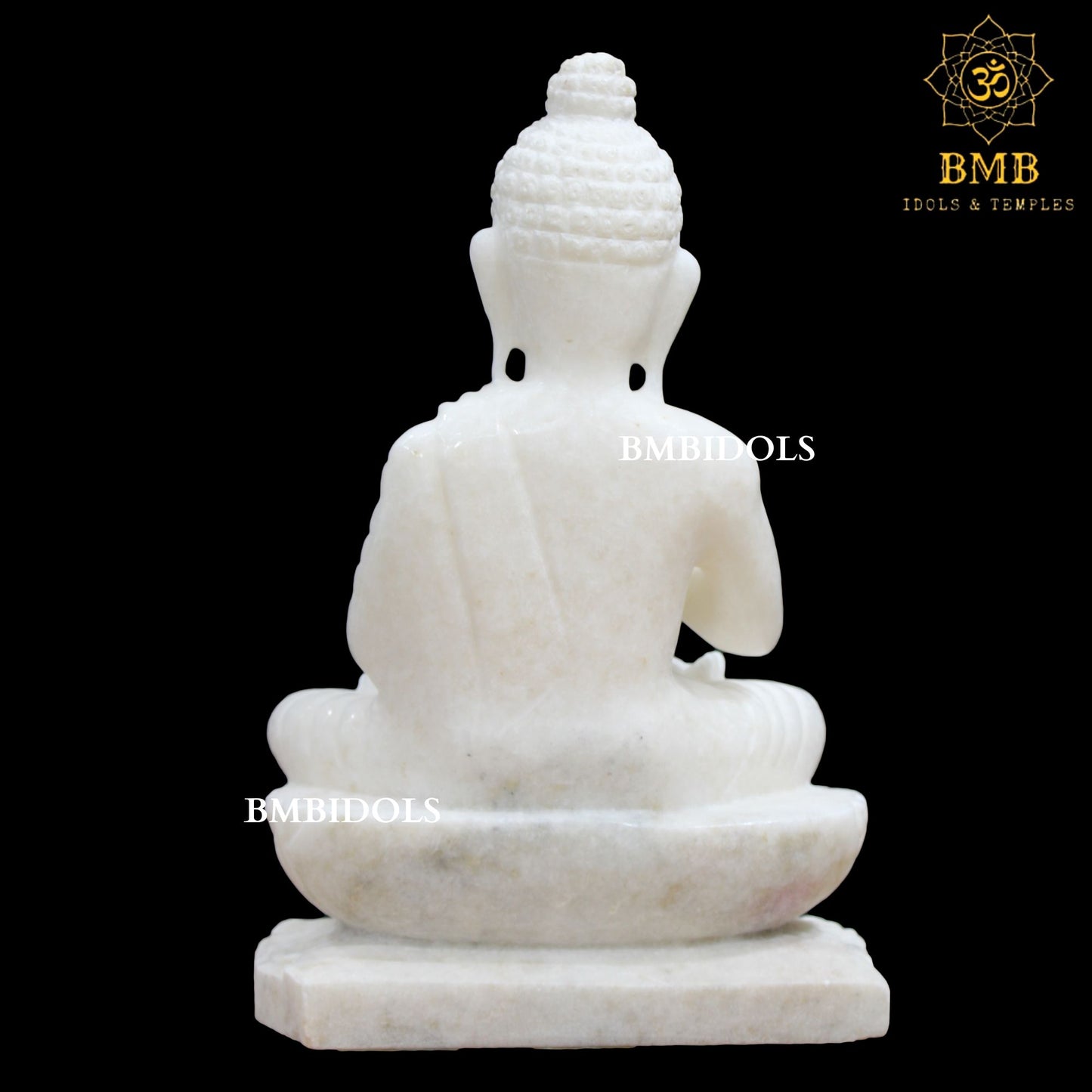 Antique Lotus Buddha Statue made in Makrana Marble in 12inch