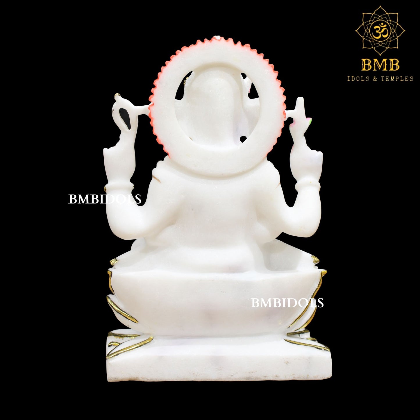 Marble Ganesh Lakshmi Statue sitting on Lotus Makrana Marble