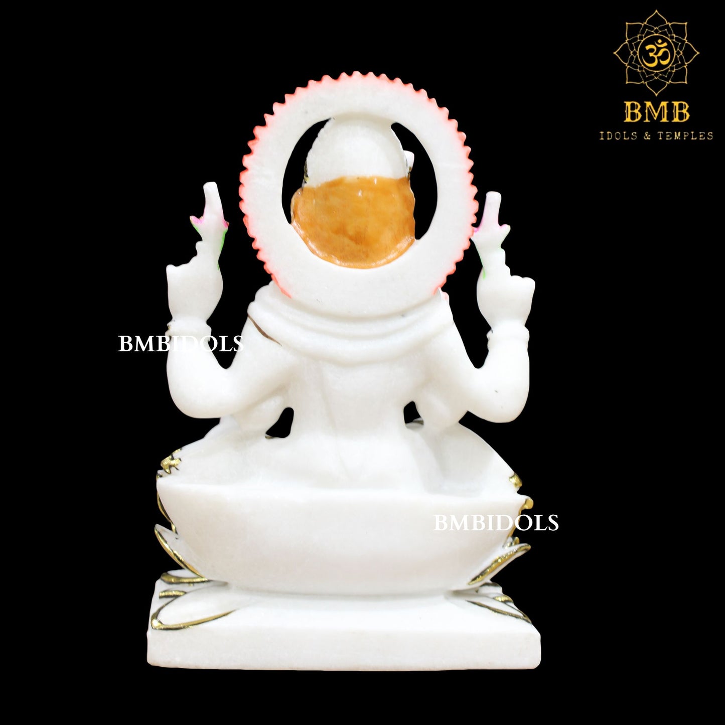 Lotus Marble Lakshmi Mata Statue with Four Hands in 12inches