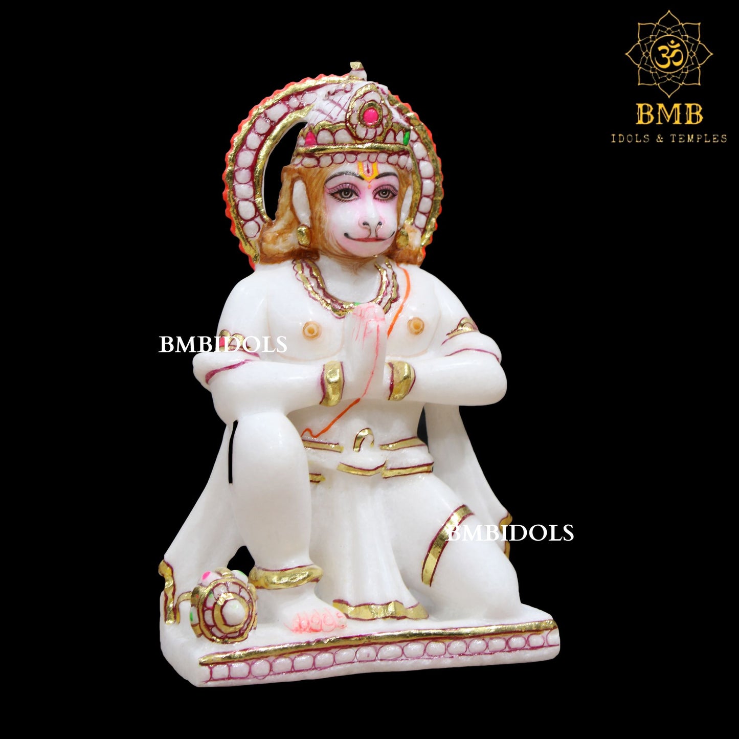 Marble Das Hanuman Murti made in Makrana Marble in Namaskar Posture