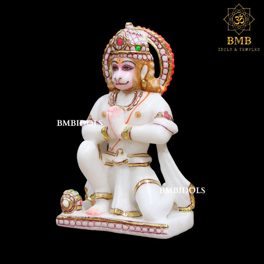 Marble Das Hanuman Murti made in Makrana Marble in Namaskar Posture