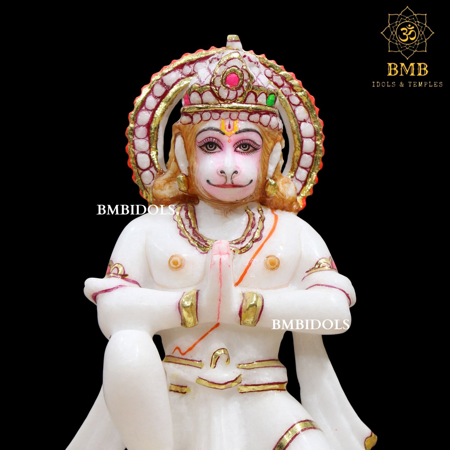 Marble Das Hanuman Murti made in Makrana Marble in Namaskar Posture
