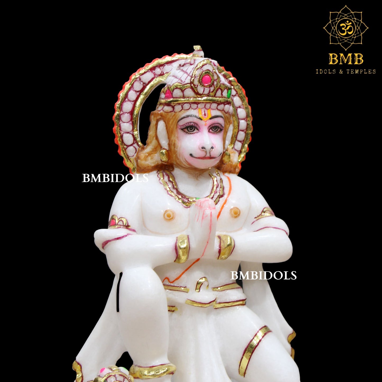 Marble Das Hanuman Murti made in Makrana Marble in Namaskar Posture