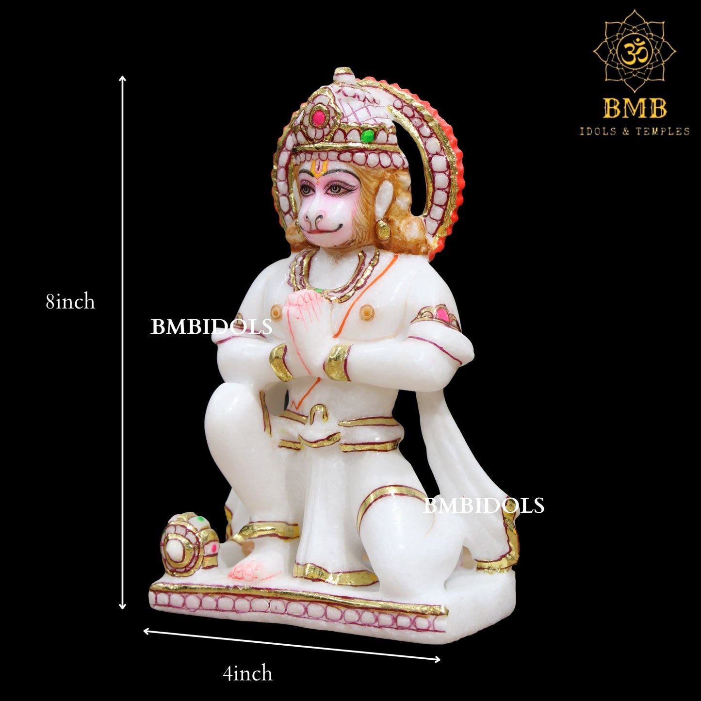 Marble Das Hanuman Murti made in Makrana Marble in Namaskar Posture