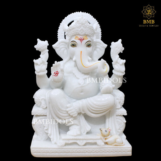 Marble Ganesh Statue made in 18inches for Homes and Temples, Ganpati Murti