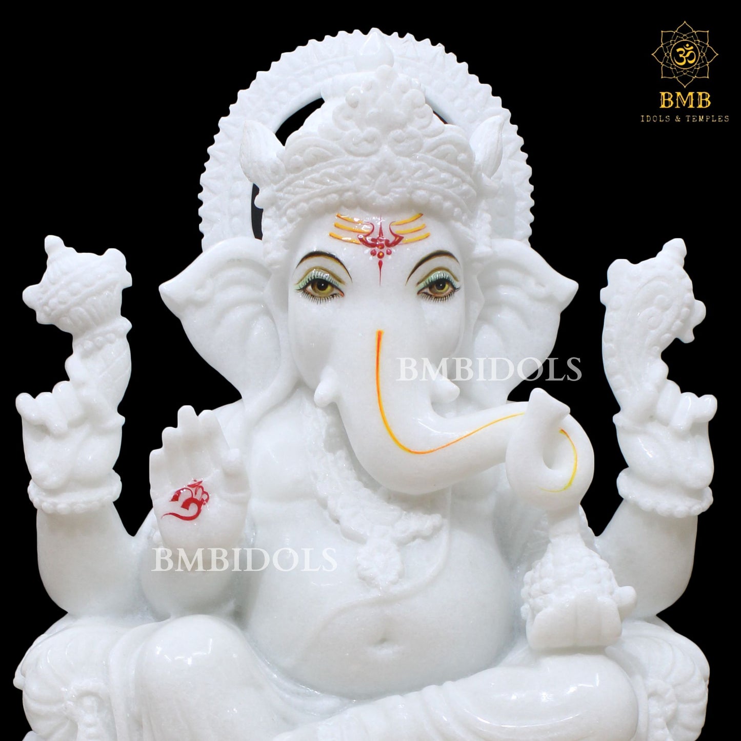 Marble Ganesh Statue made in 18inches for Homes and Temples, Ganpati Murti