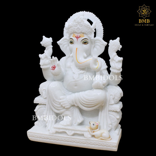 Marble Ganesh Statue made in 18inches for Homes and Temples, Ganpati Murti