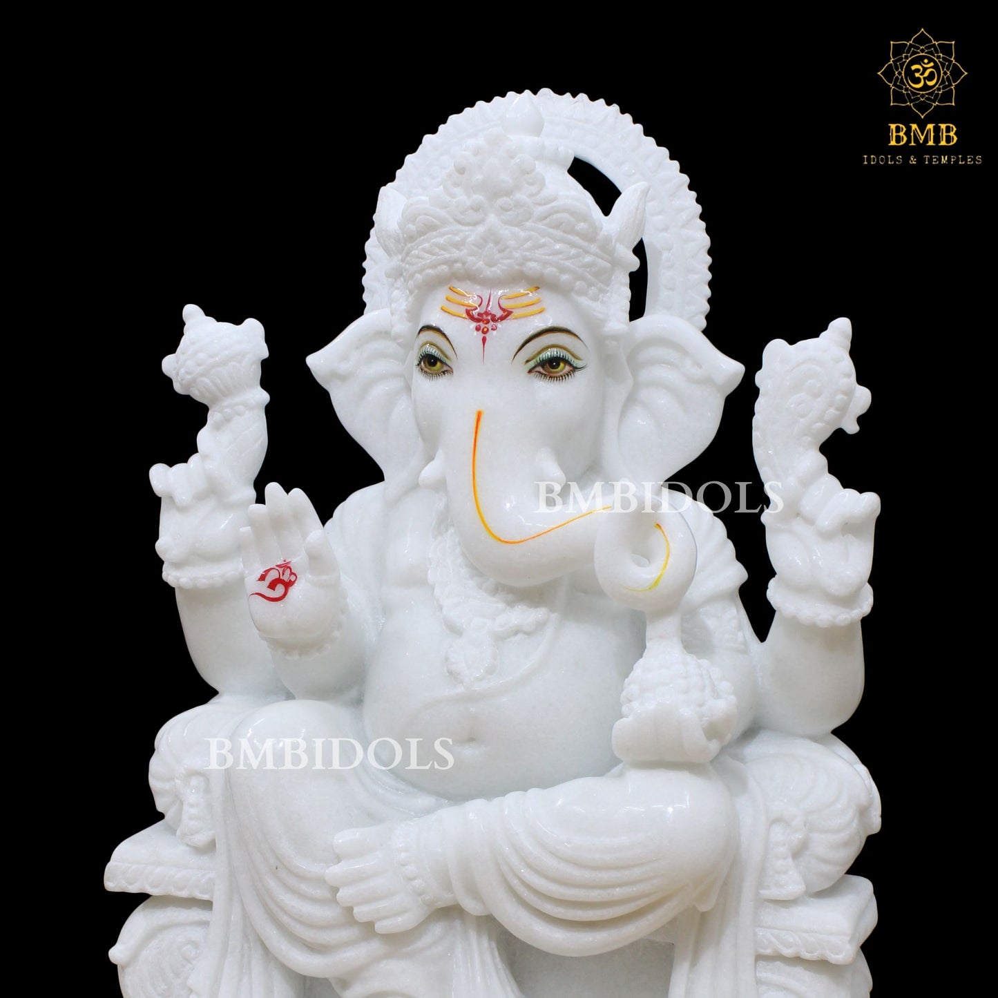 Marble Ganesh Statue made in 18inches for Homes and Temples, Ganpati Murti