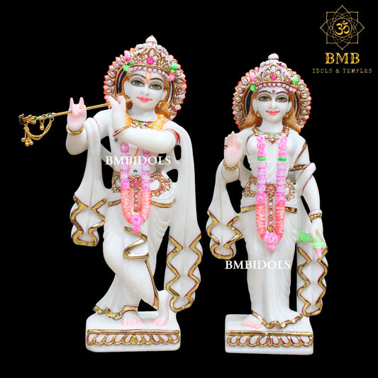 12inch Marble Radha Krishna Statue made in Makrana Marble