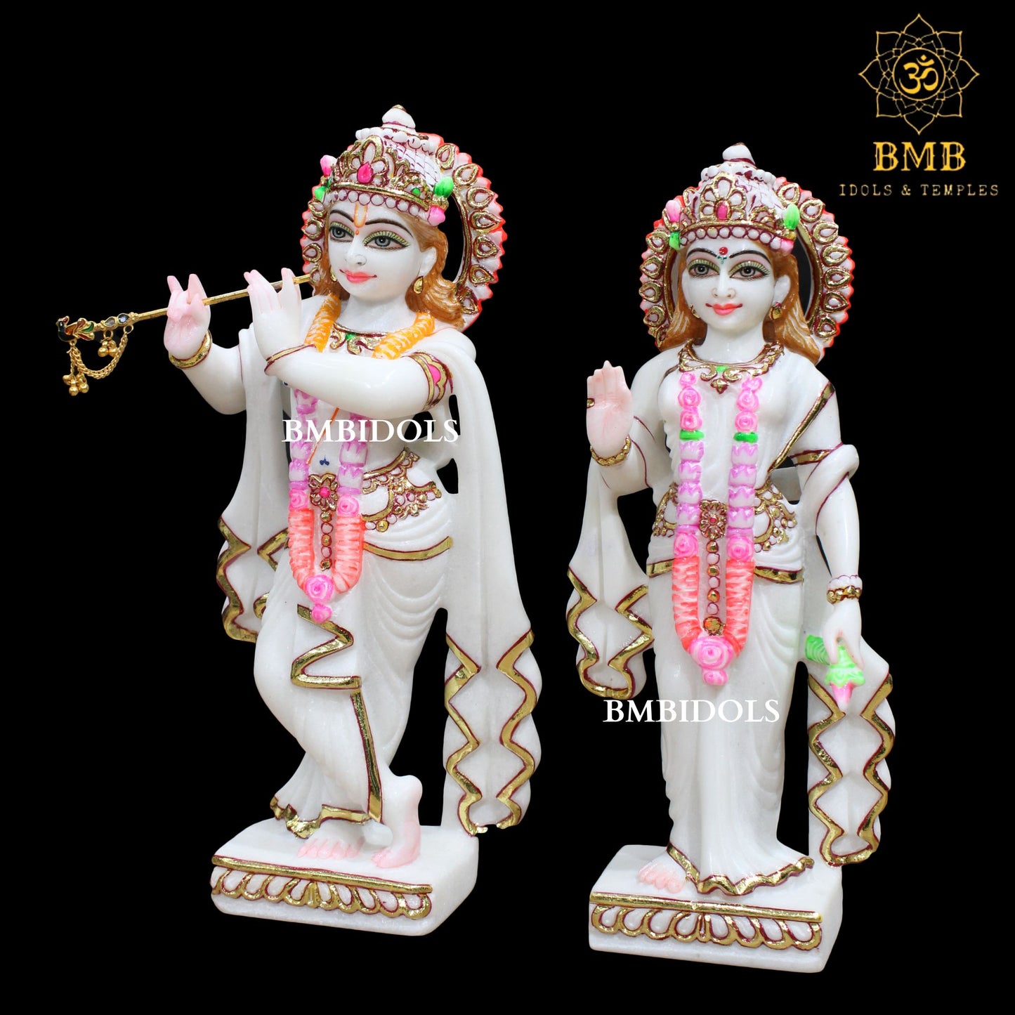 12inch Marble Radha Krishna Statue made in Makrana Marble