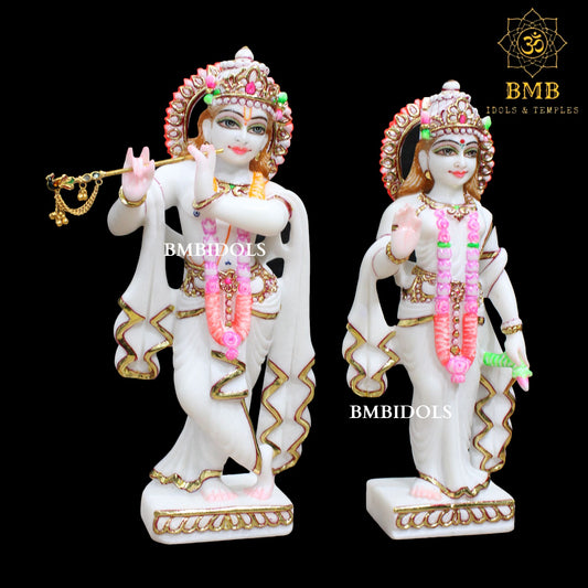 12inch Marble Radha Krishna Statue made in Makrana Marble