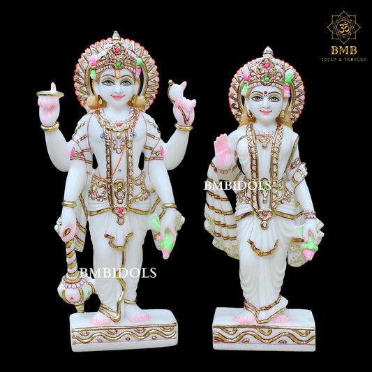 Marble Lakshmi Narayan Statue (Vishnu Laxmi) in 15inches