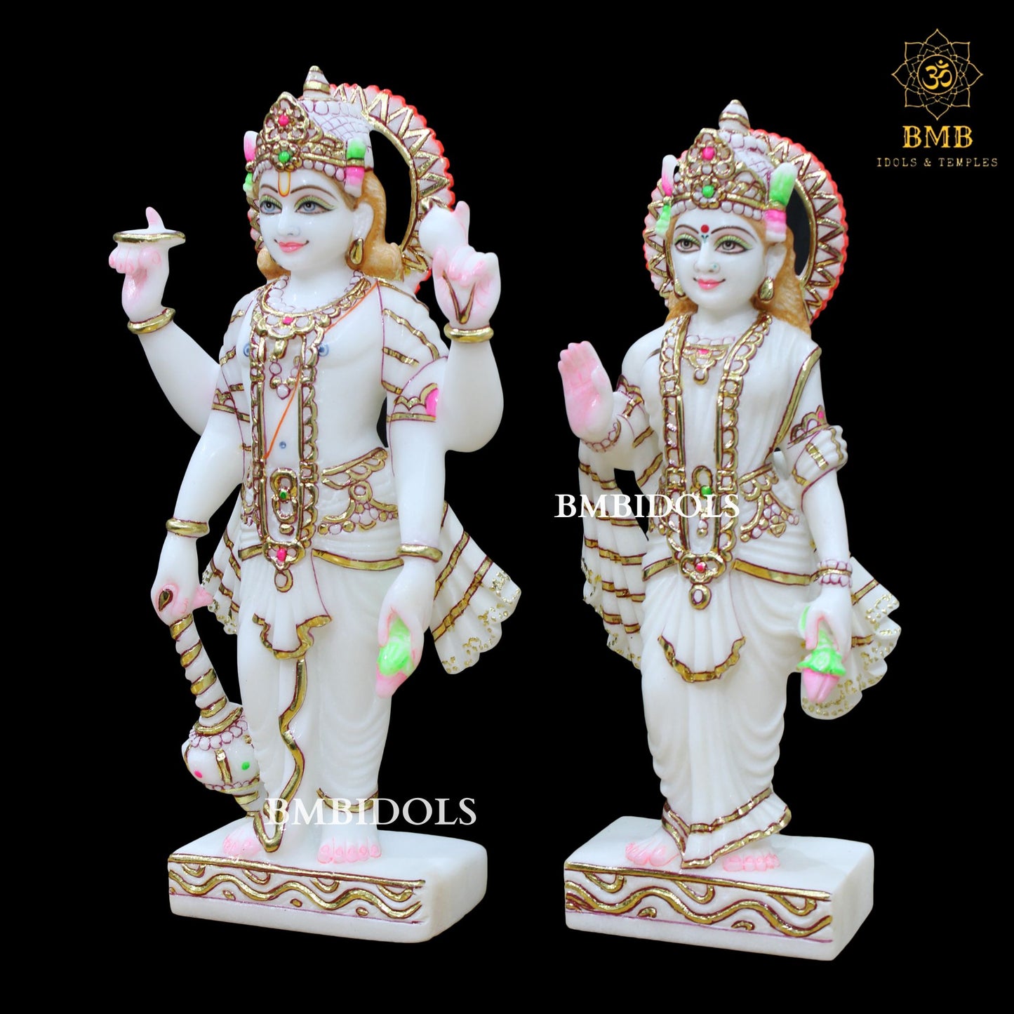 Marble Lakshmi Narayan Statue (Vishnu Laxmi) in 15inches