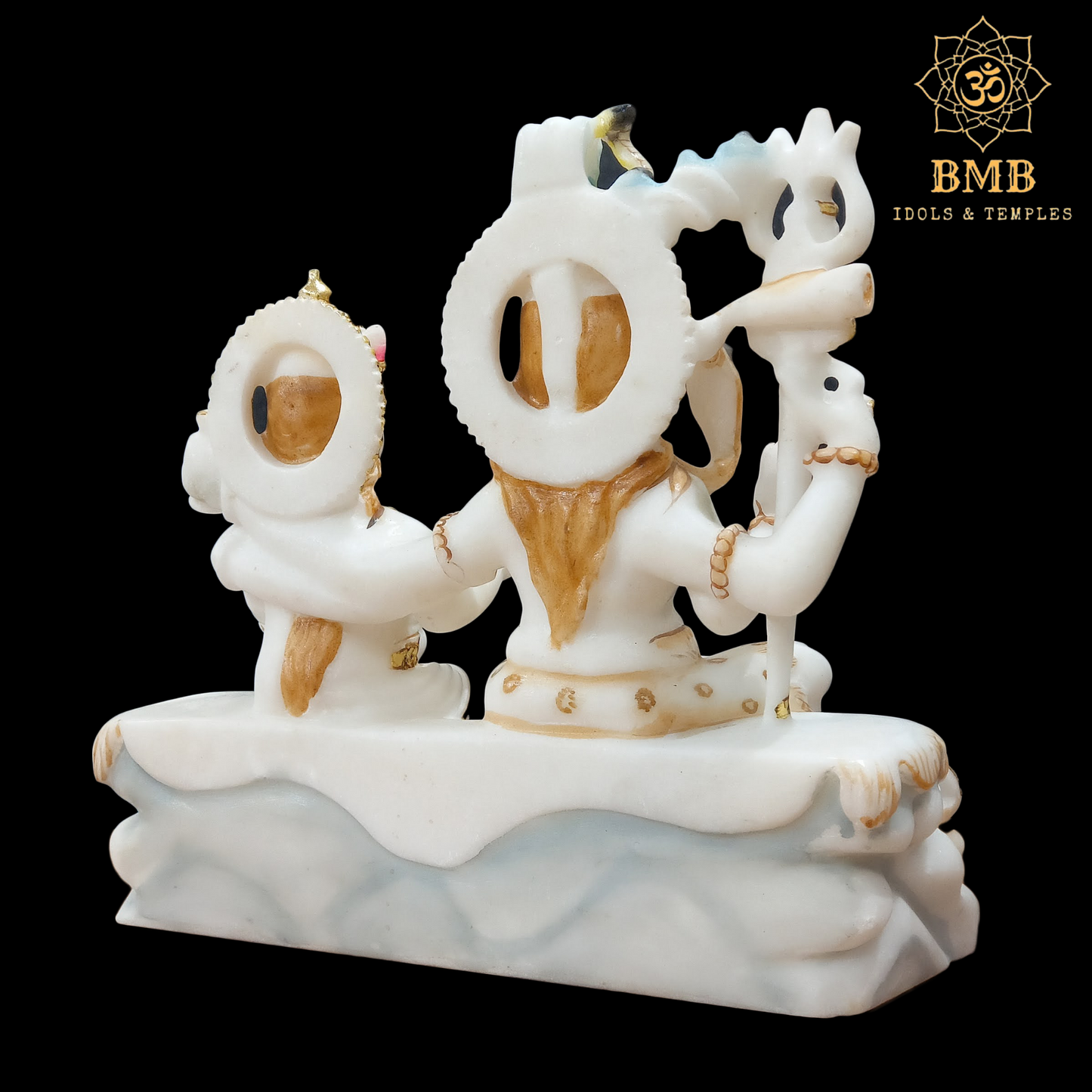 Marble Shiv Parivar Statue made in 11 inches with Ganesh ji and Murugan Ji sitting