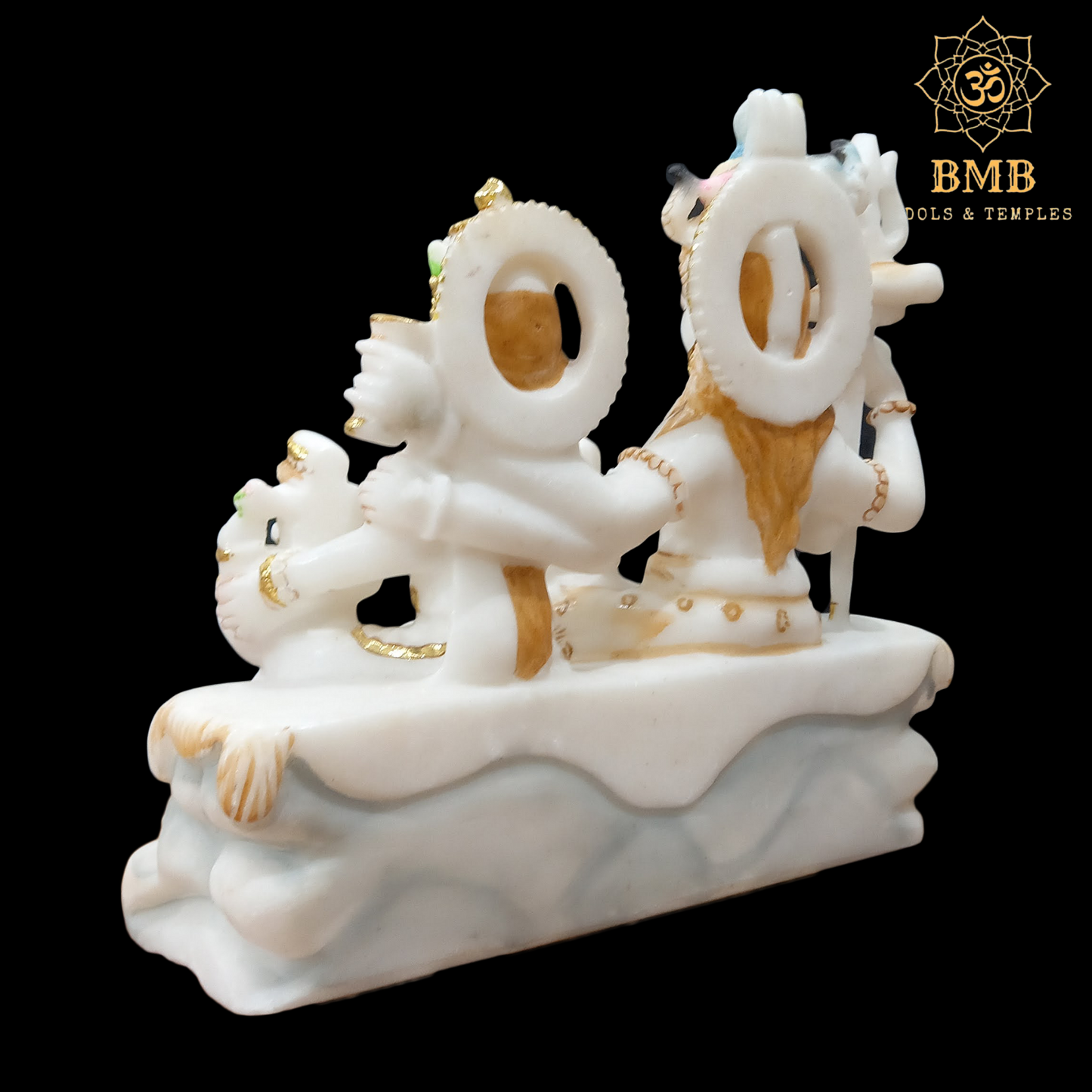 Marble Shiv Parivar Statue made in 11 inches with Ganesh ji and Murugan Ji sitting