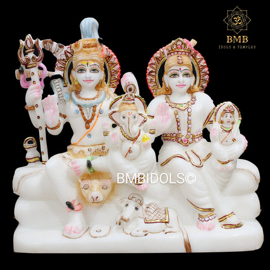 Marble Shiv Parivar Murti with Ganesh Ji and Murugan For Home