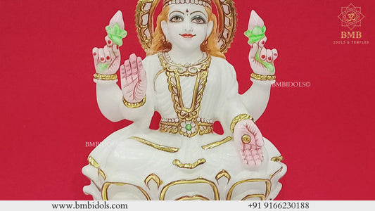 Marble Lakshmi Mata Murti made in Makrana Marble in 11inches