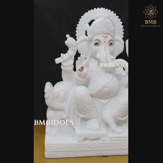 White Marble Ganesh Murti in 15inches for Homes & Temples