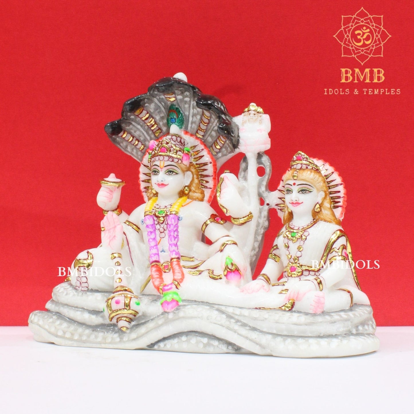 Marble Vishnu Lakshmi Statue in Makrana Marble in 6inches