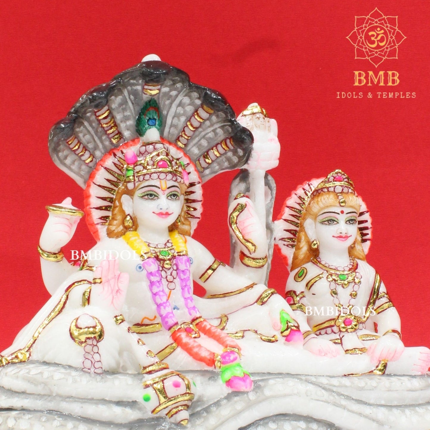 Marble Vishnu Lakshmi Statue in Makrana Marble in 6inches