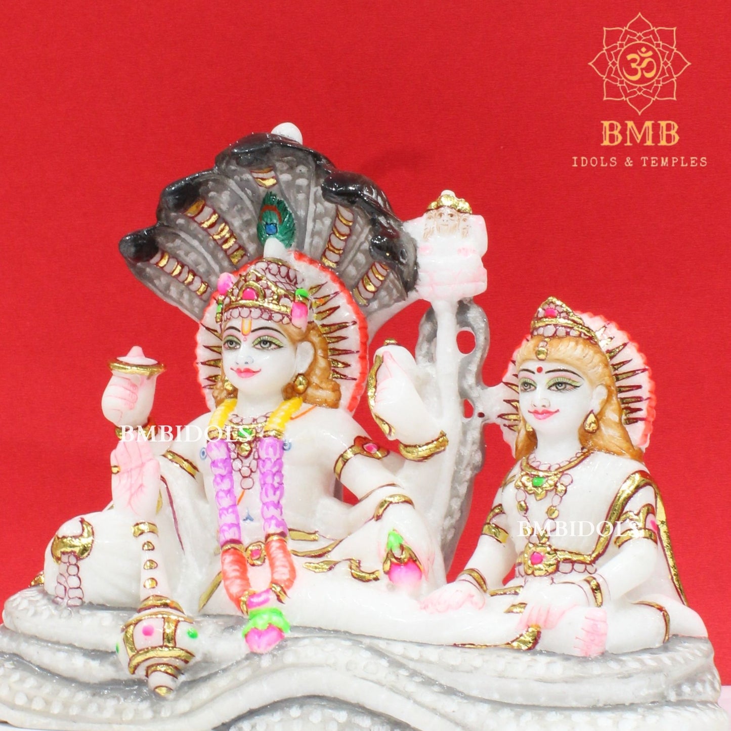 Marble Vishnu Lakshmi Statue in Makrana Marble in 6inches