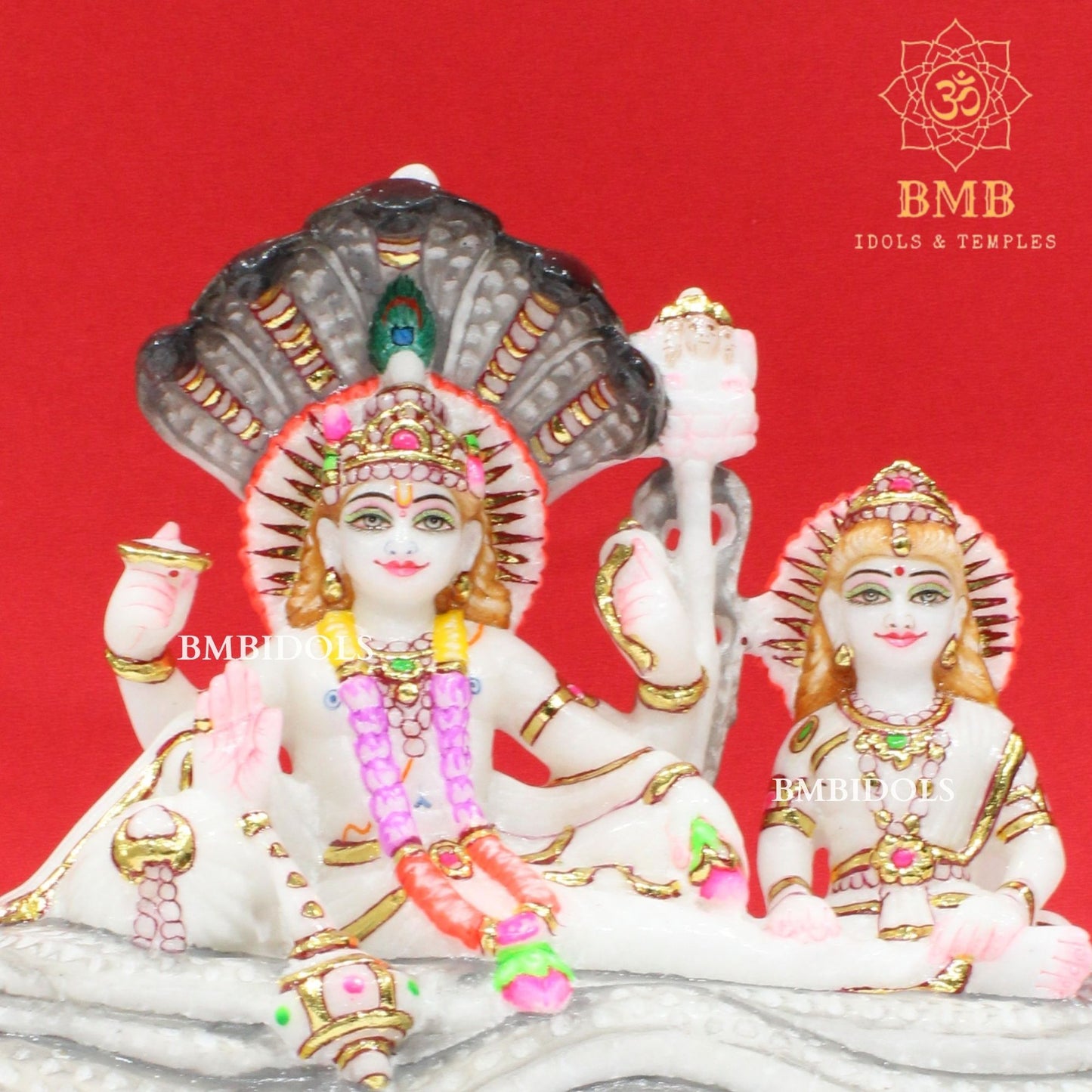 Marble Vishnu Lakshmi Statue in Makrana Marble in 6inches