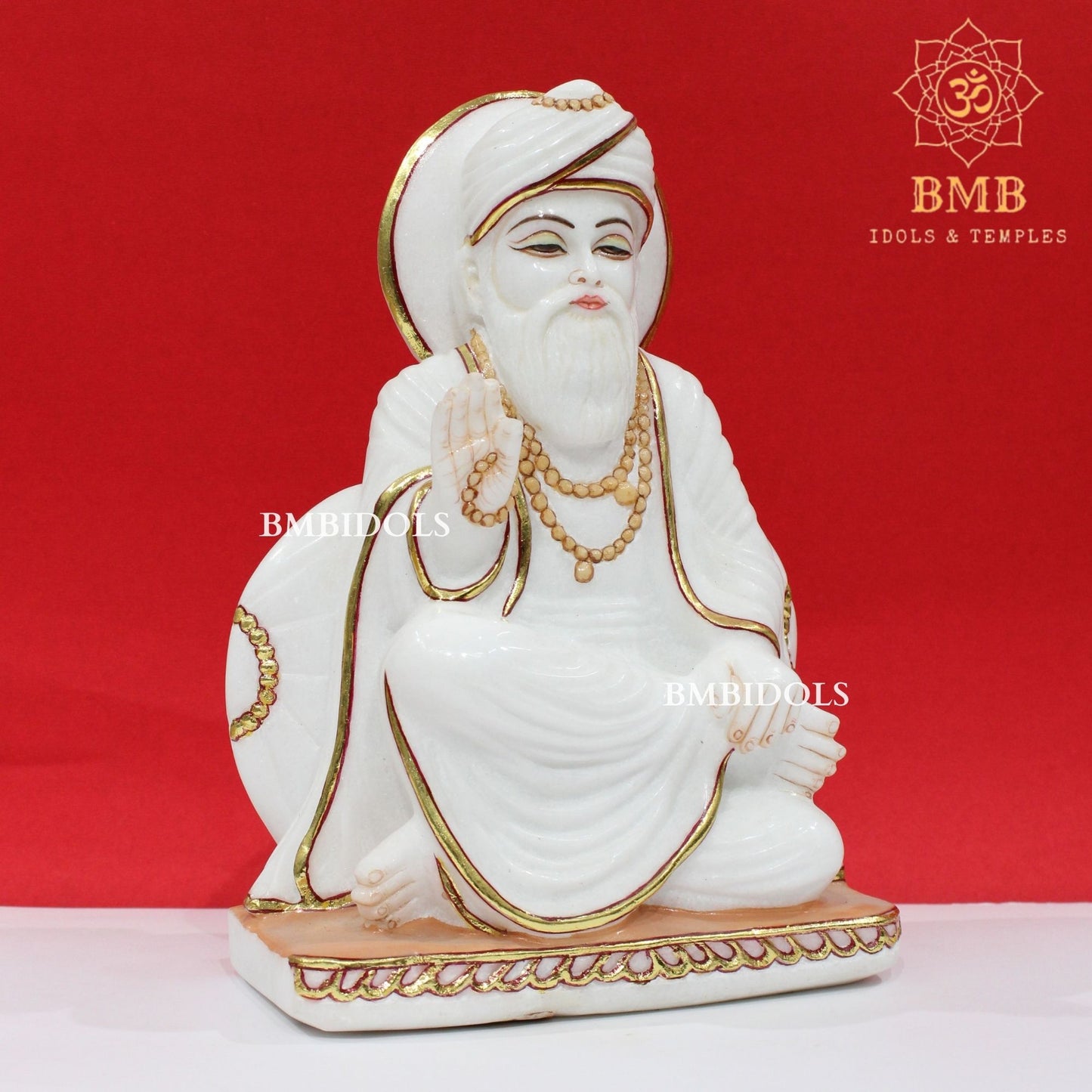 Marble Guru Nanak Dev Statue made in White Makrana Marble in 12inches