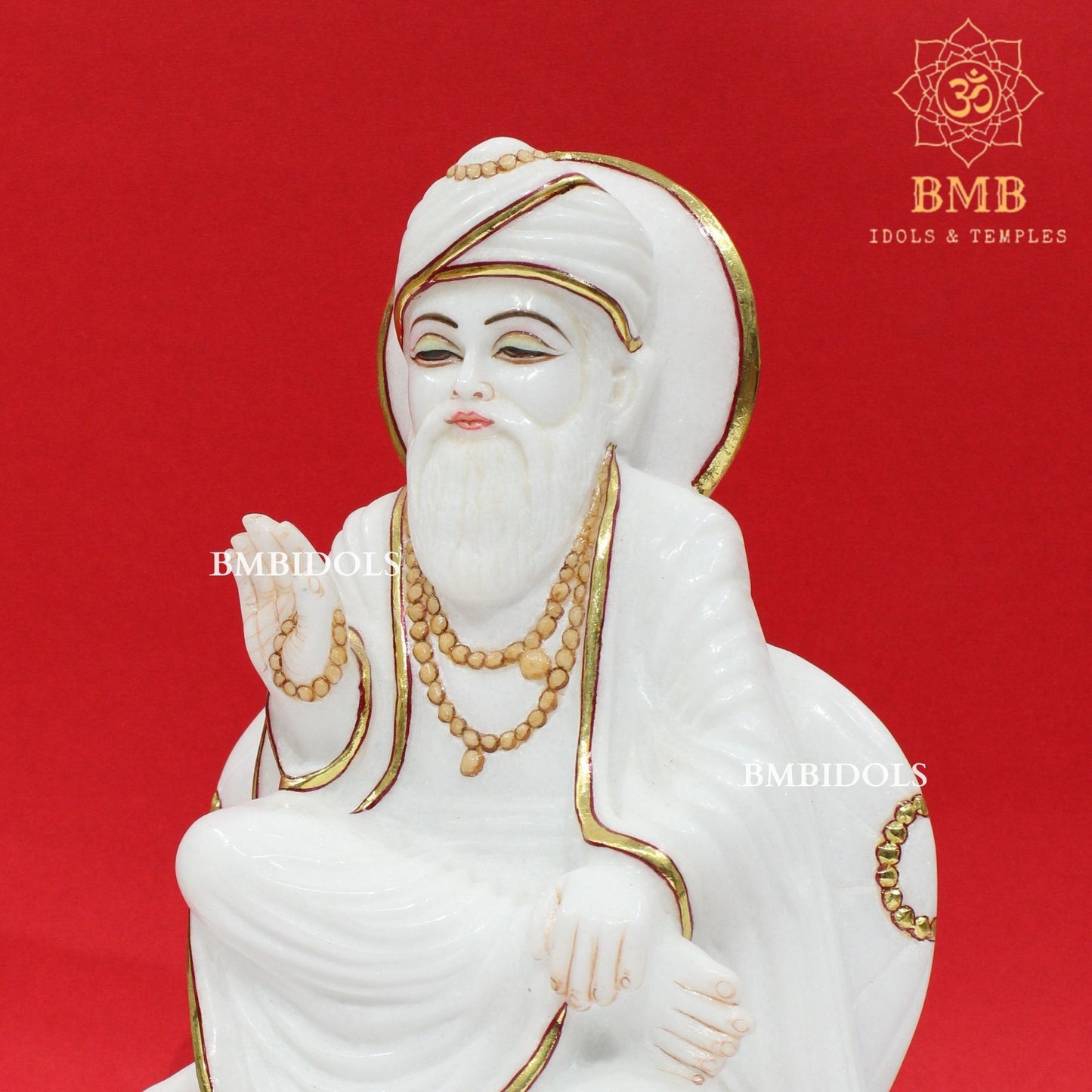 Marble Guru Nanak Dev Statue made in White Makrana Marble in 12inches