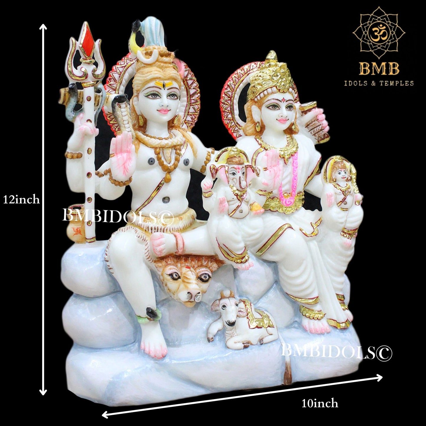 12inch Marble Shiv Parivar Statue