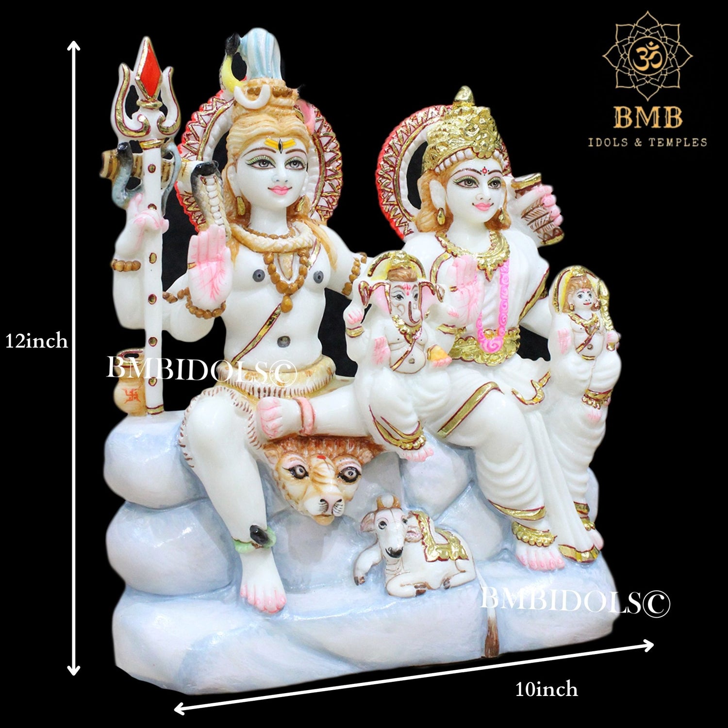 12inch Marble Shiv Parivar Statue