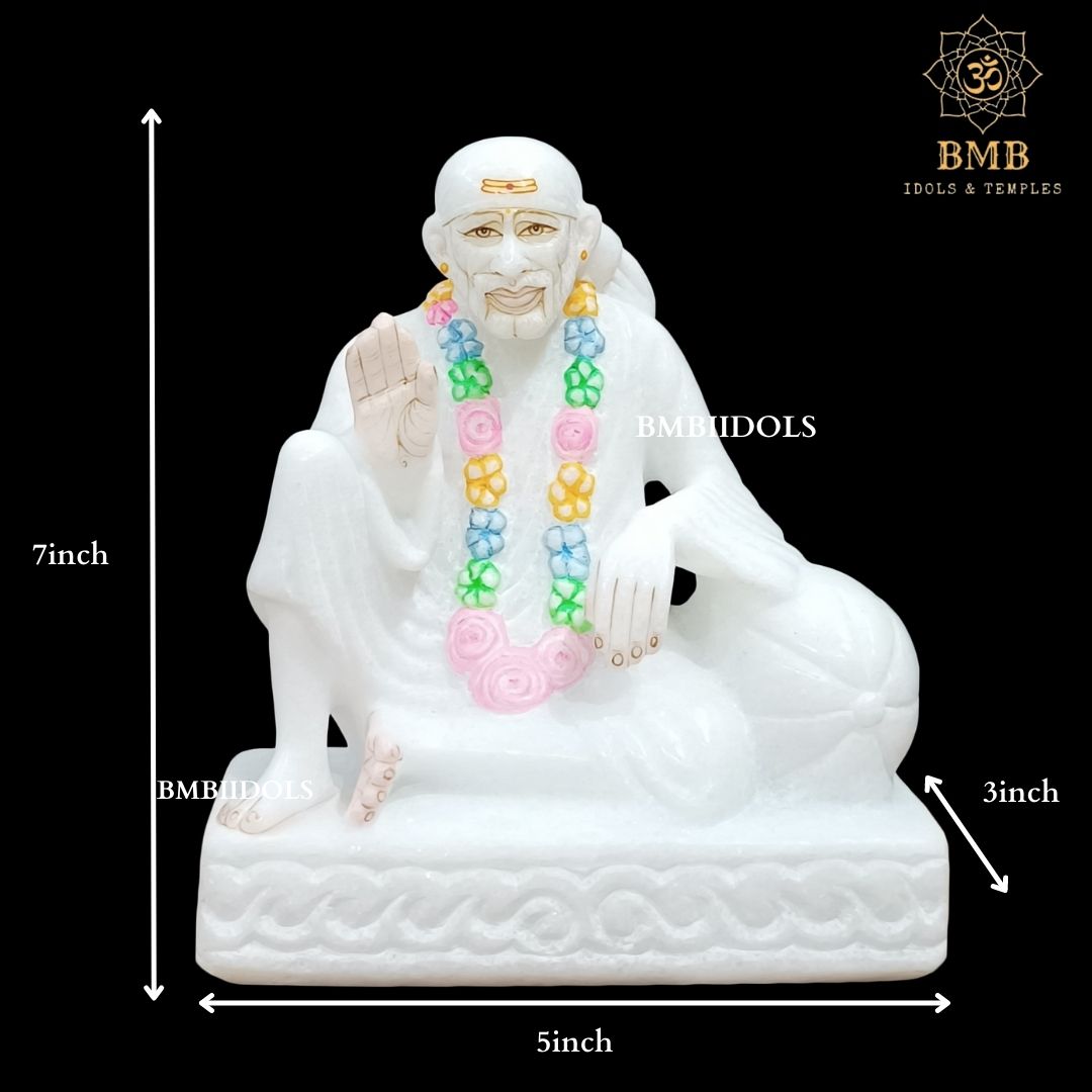 Marble Dwarka Mai Sai Baba Statue in White Makrana Marble