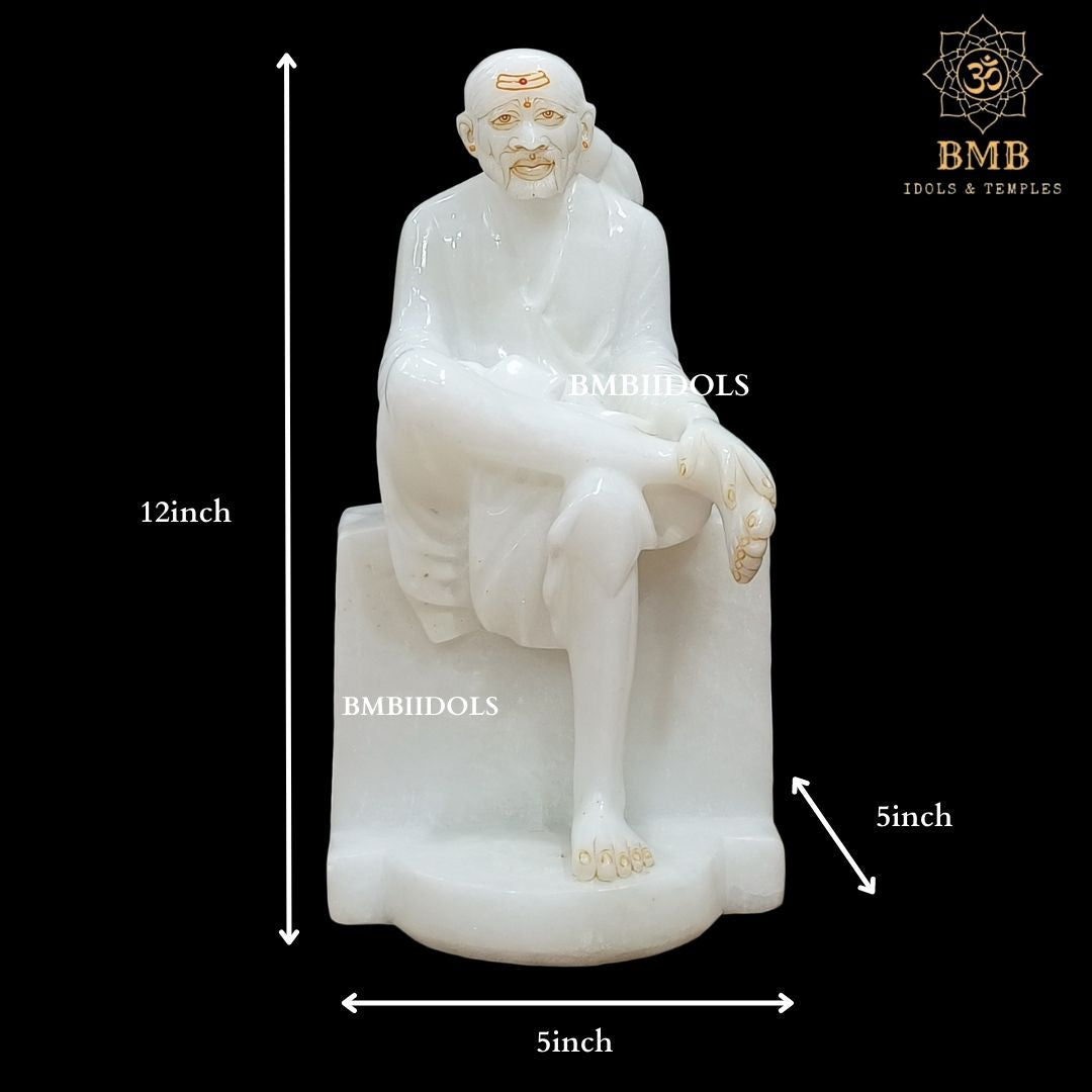 Marble Shridi Sai Baba Statue made in Makrana Marble in 12inches