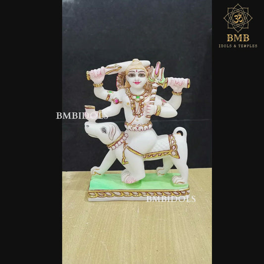 Marble Kal Bhairav Baba Murti made in Makrana Marble in 9inch