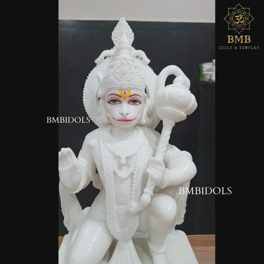 2feet Marble Hanuman Statue in Ashirwad Posture in Makrana Marble