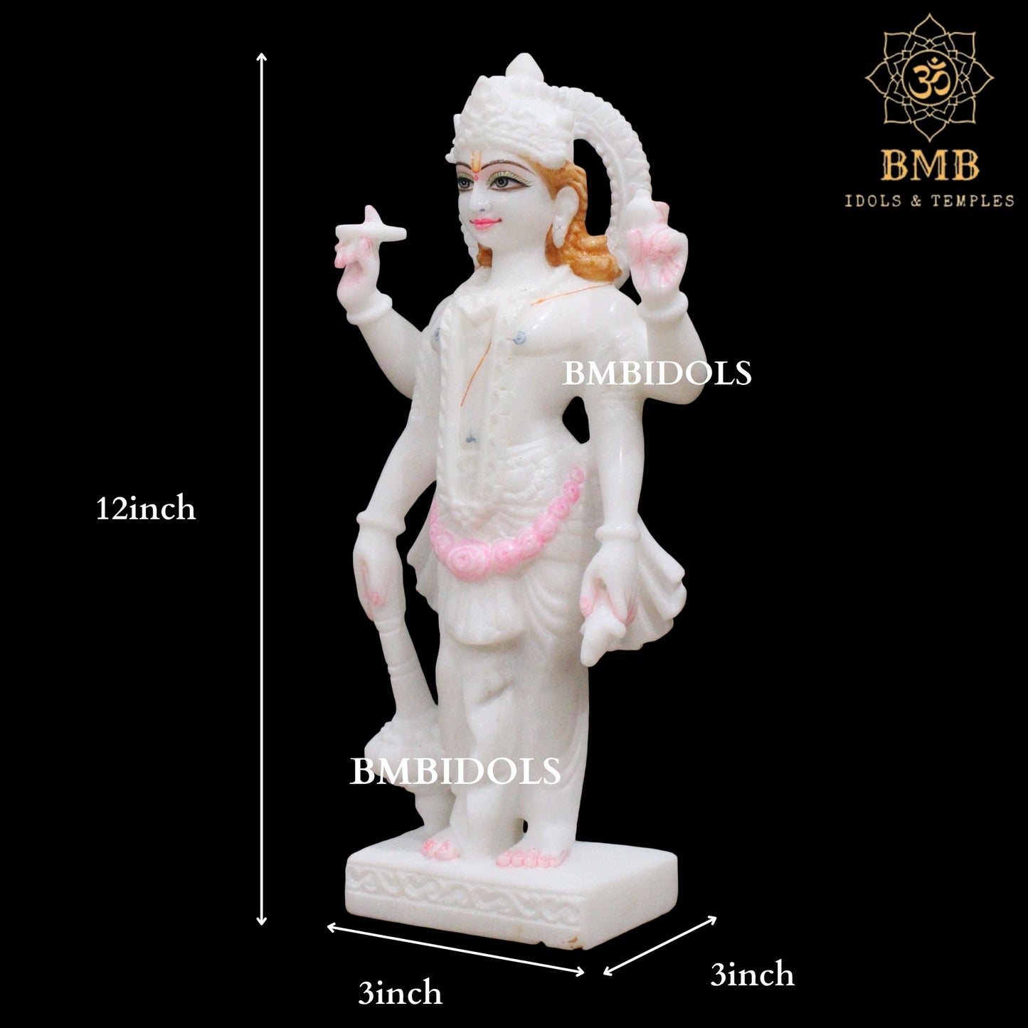 Small Makrana Marble Lakshmi Narayan (Vishnu) Murti in 12inches