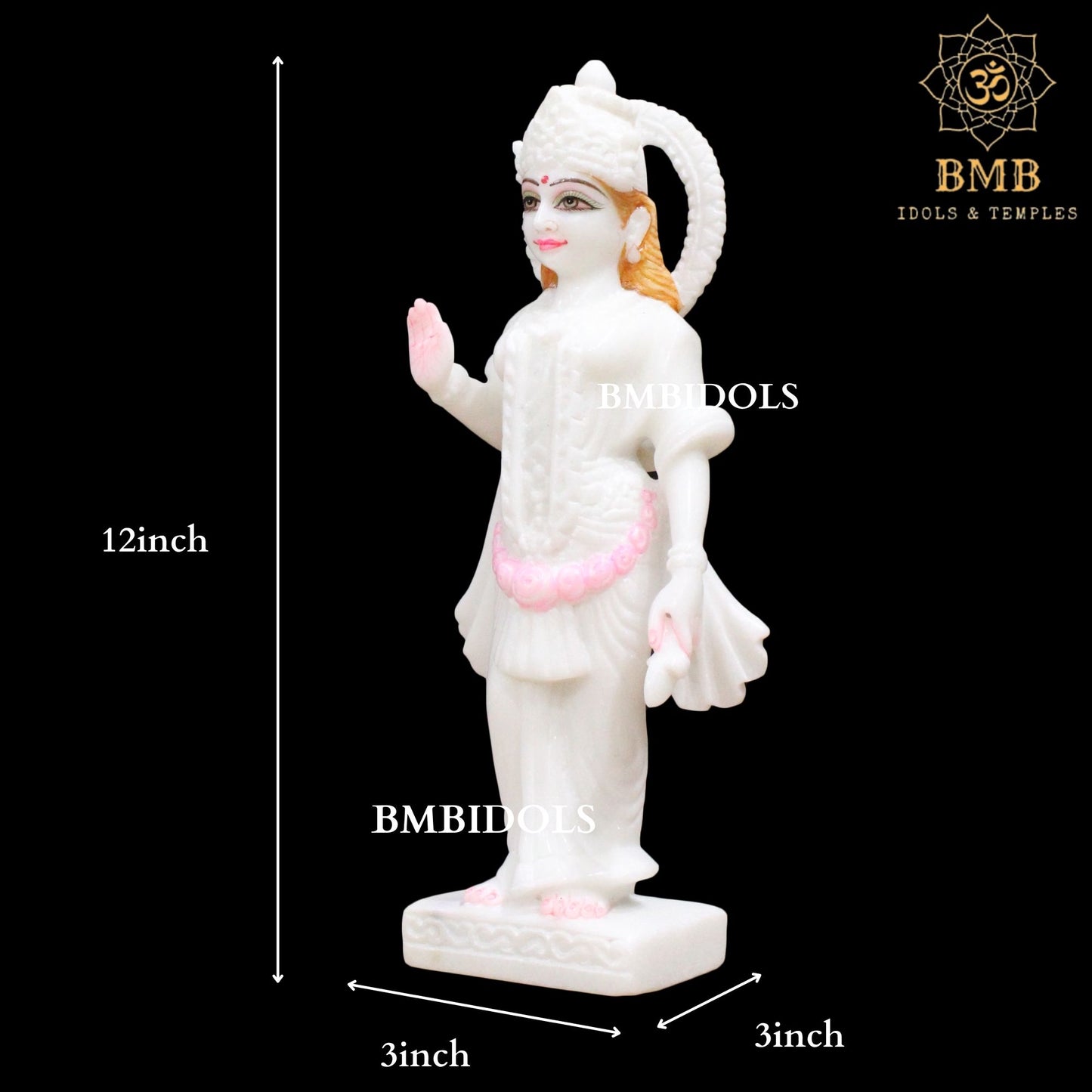 Small Makrana Marble Lakshmi Narayan (Vishnu) Murti in 12inches