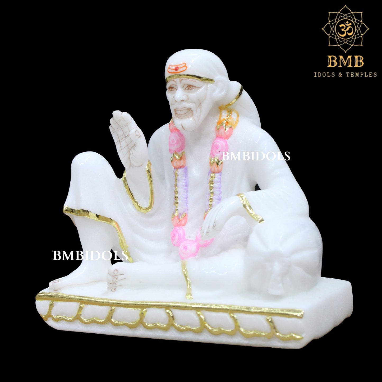 Dwarka Mai Sai Baba Idol made in Natural Marble in 7inches in Makrana Marble