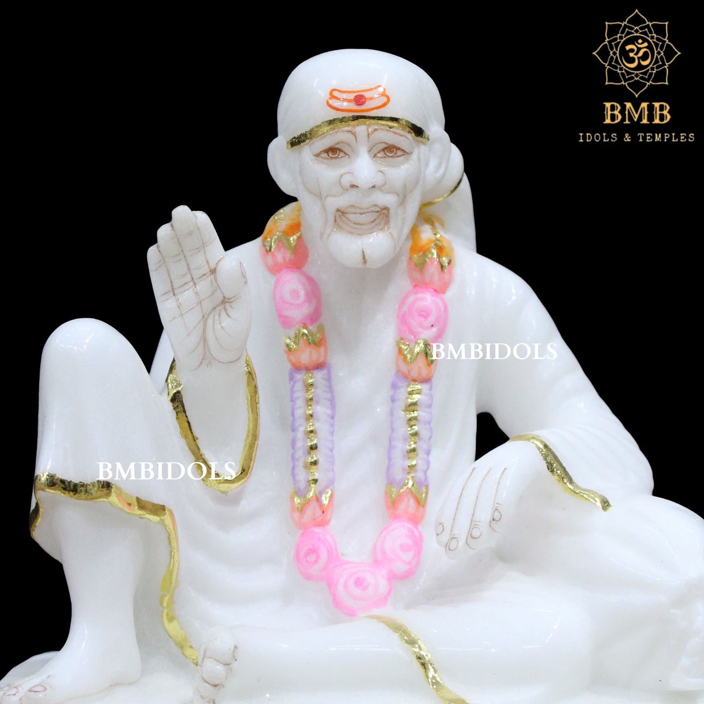 Dwarka Mai Sai Baba Idol made in Natural Marble in 7inches in Makrana Marble