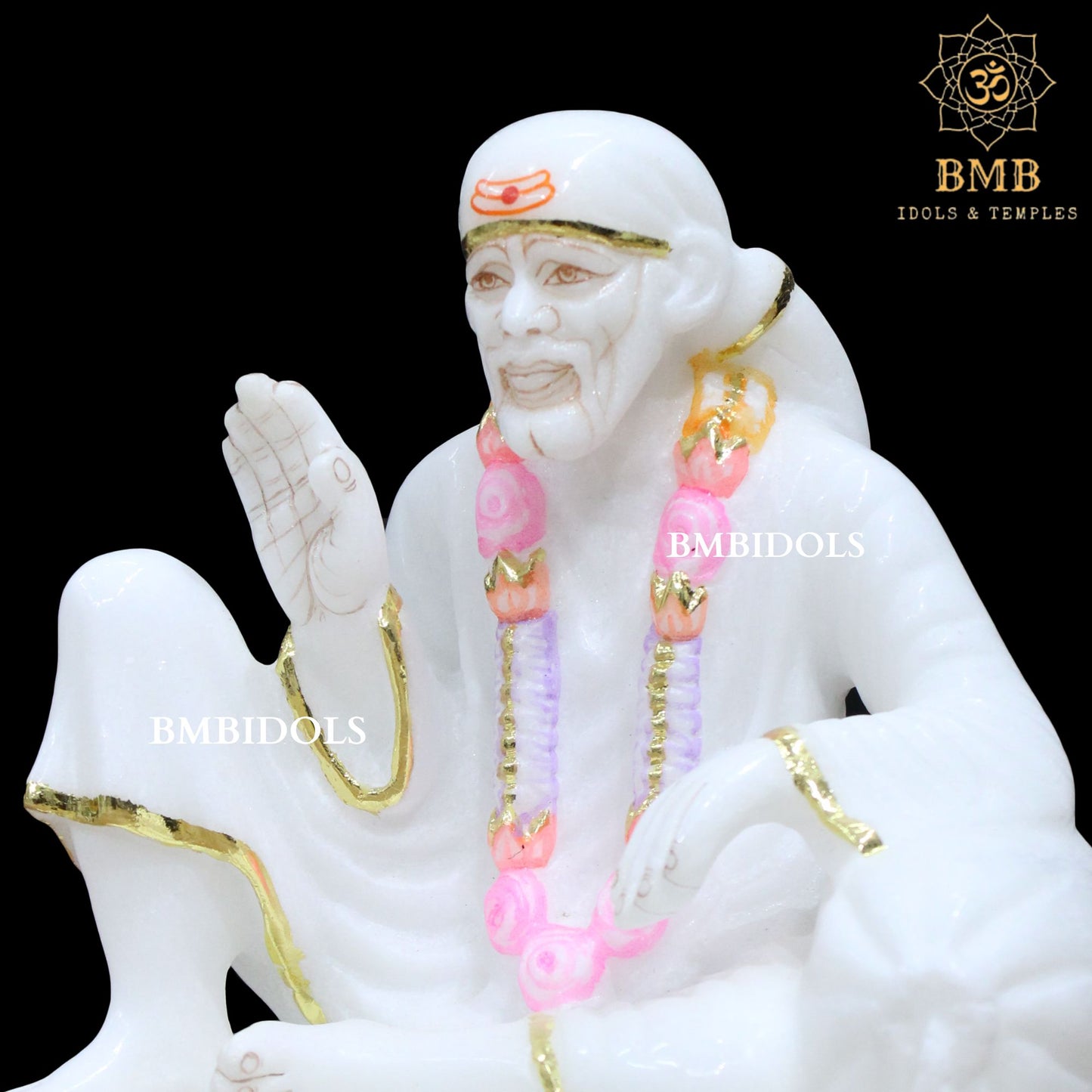 Dwarka Mai Sai Baba Idol made in Natural Marble in 7inches in Makrana Marble