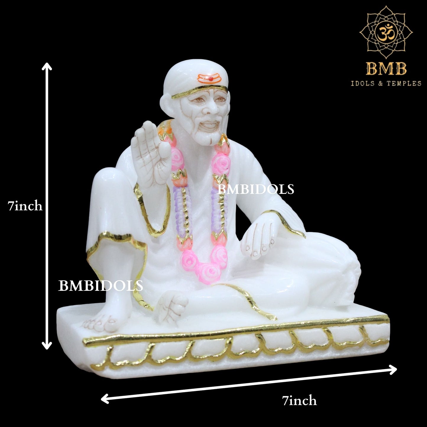 Dwarka Mai Sai Baba Idol made in Natural Marble in 7inches in Makrana Marble